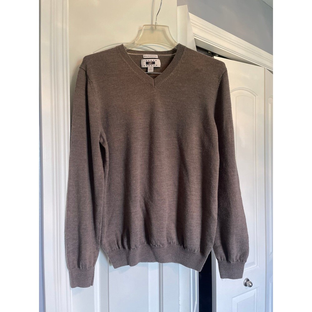 Joseph Abboud Men's Merino Wool V-Neck Sweater/Classic Pullover - Beige Sz L